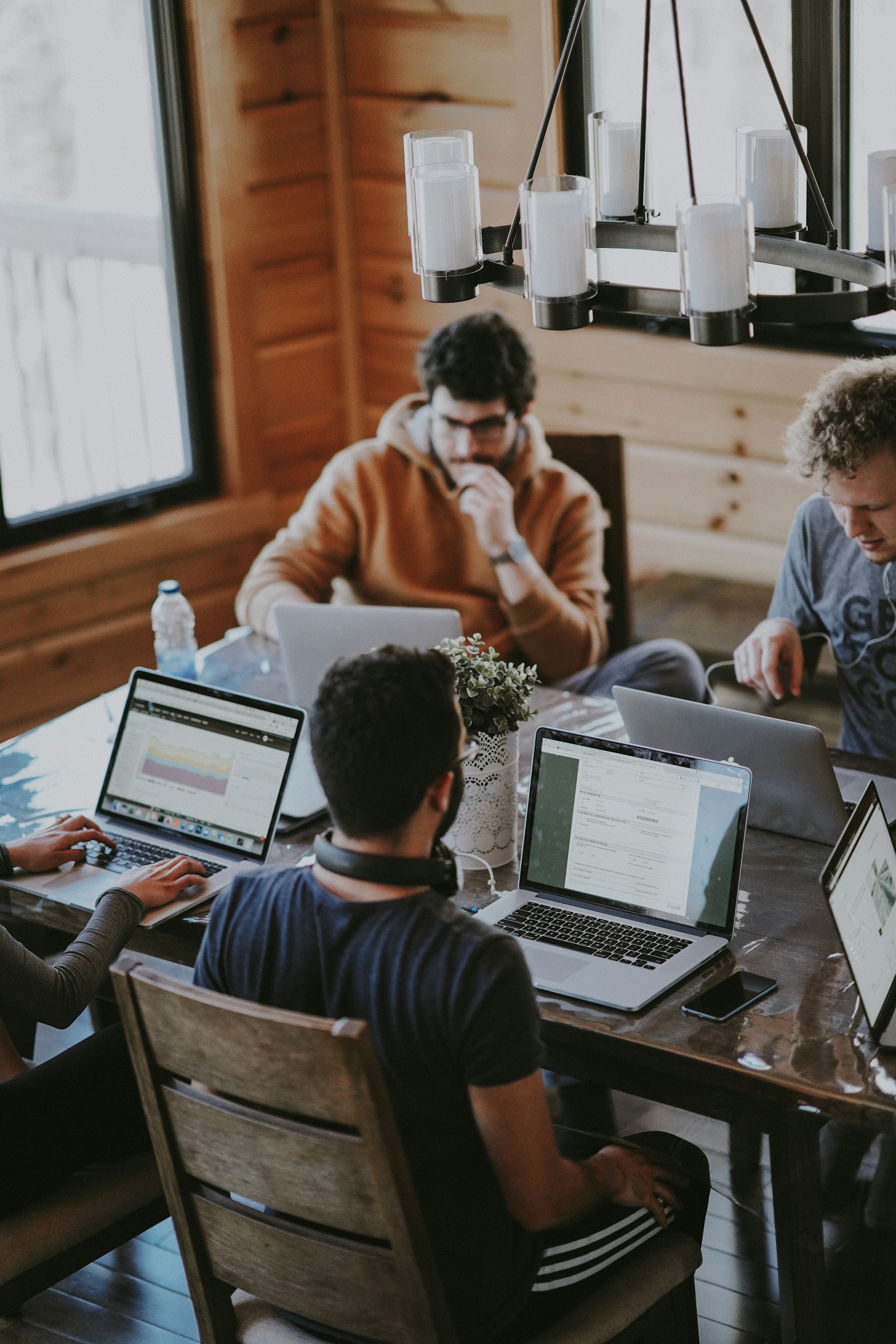 Professionals collaborating in a modern remote work environment